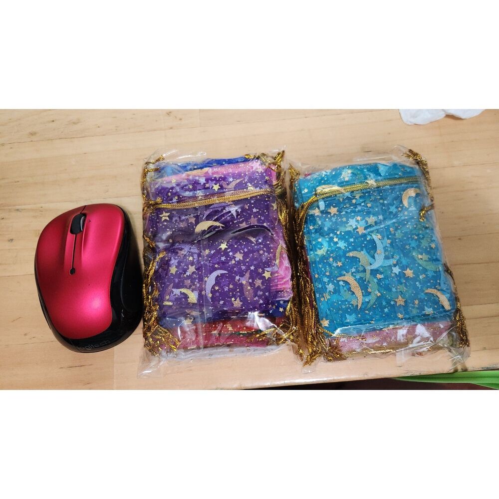 100 Moon Star Organza Bags Celestial Drawstring Jewelry Pouches Wedding Favor